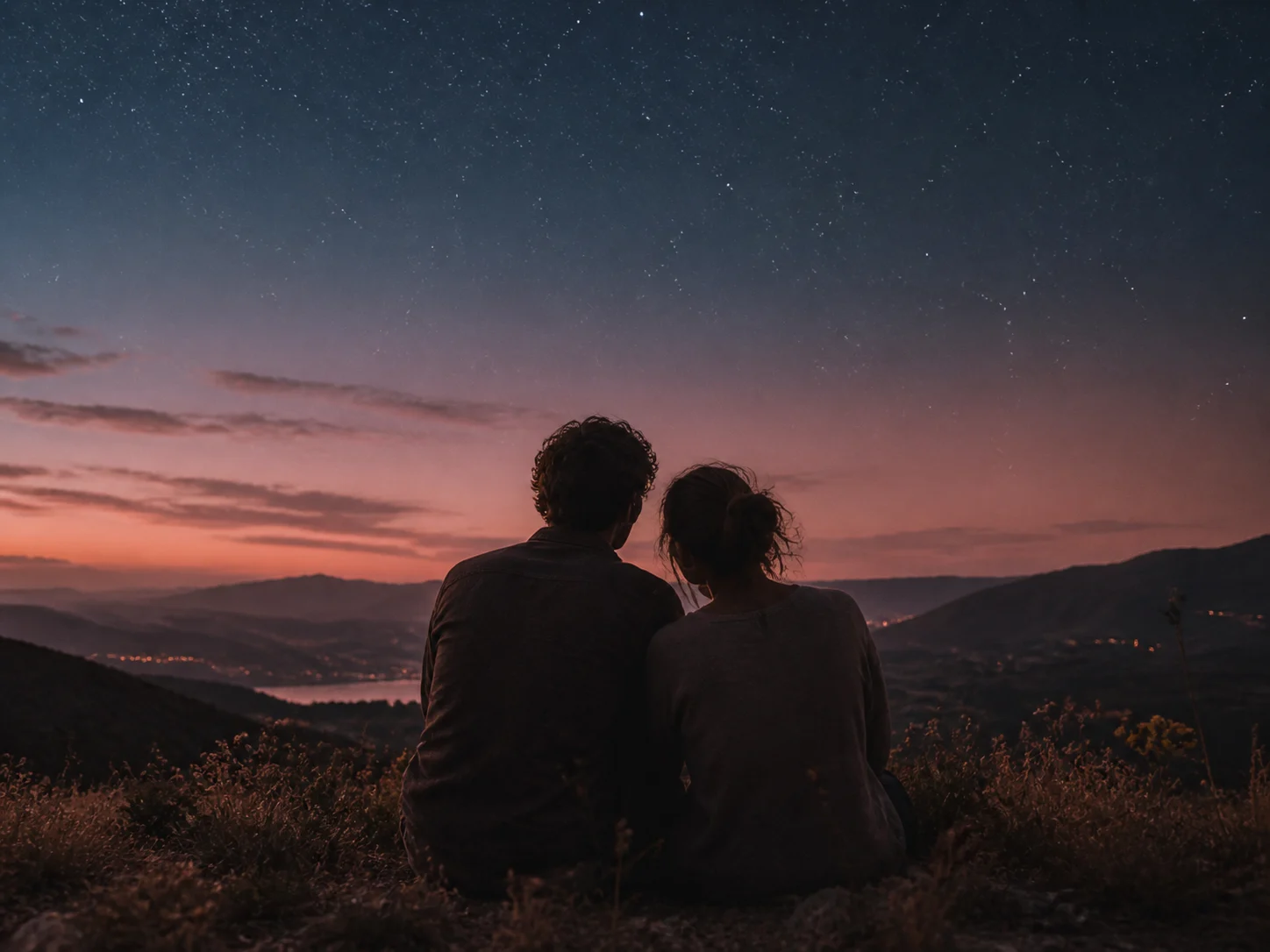 Jeune couple observant les étoiles lors d'un moment simple