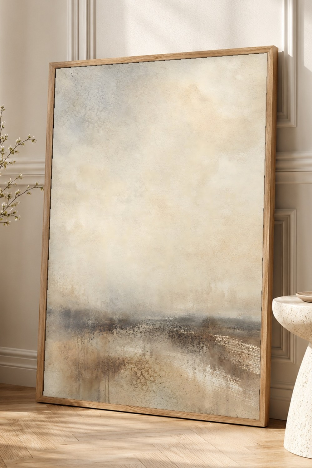 Warm Beige Abstract Wall Art Print
