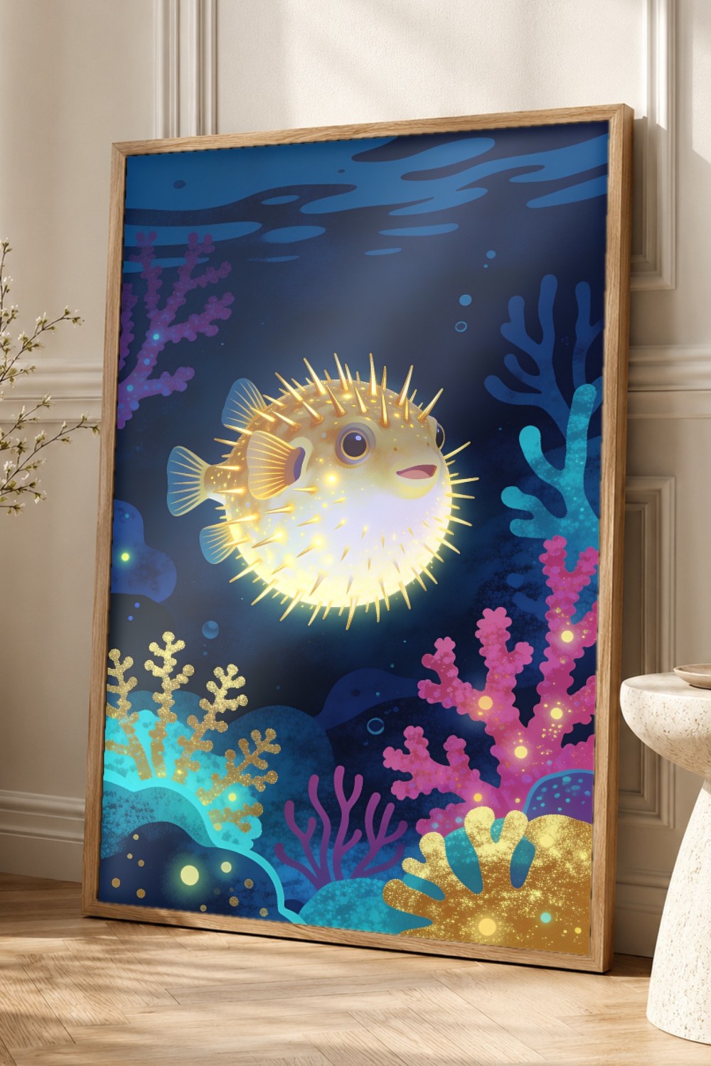 Bioluminescent Pufferfish Poster