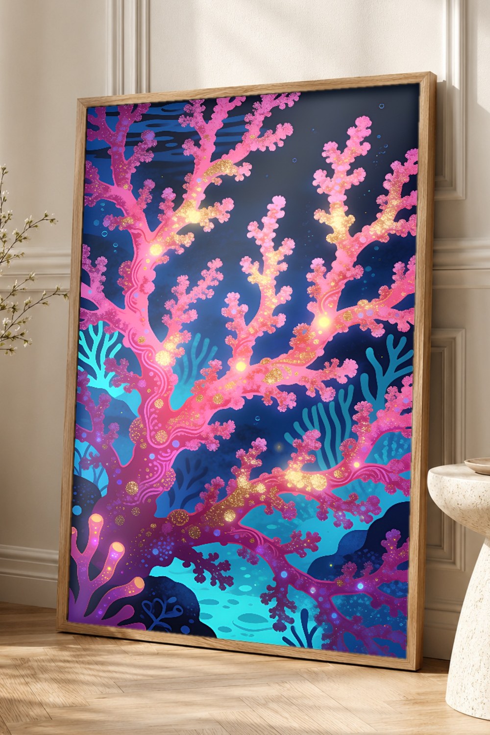 Bioluminescent Coral Reef Poster