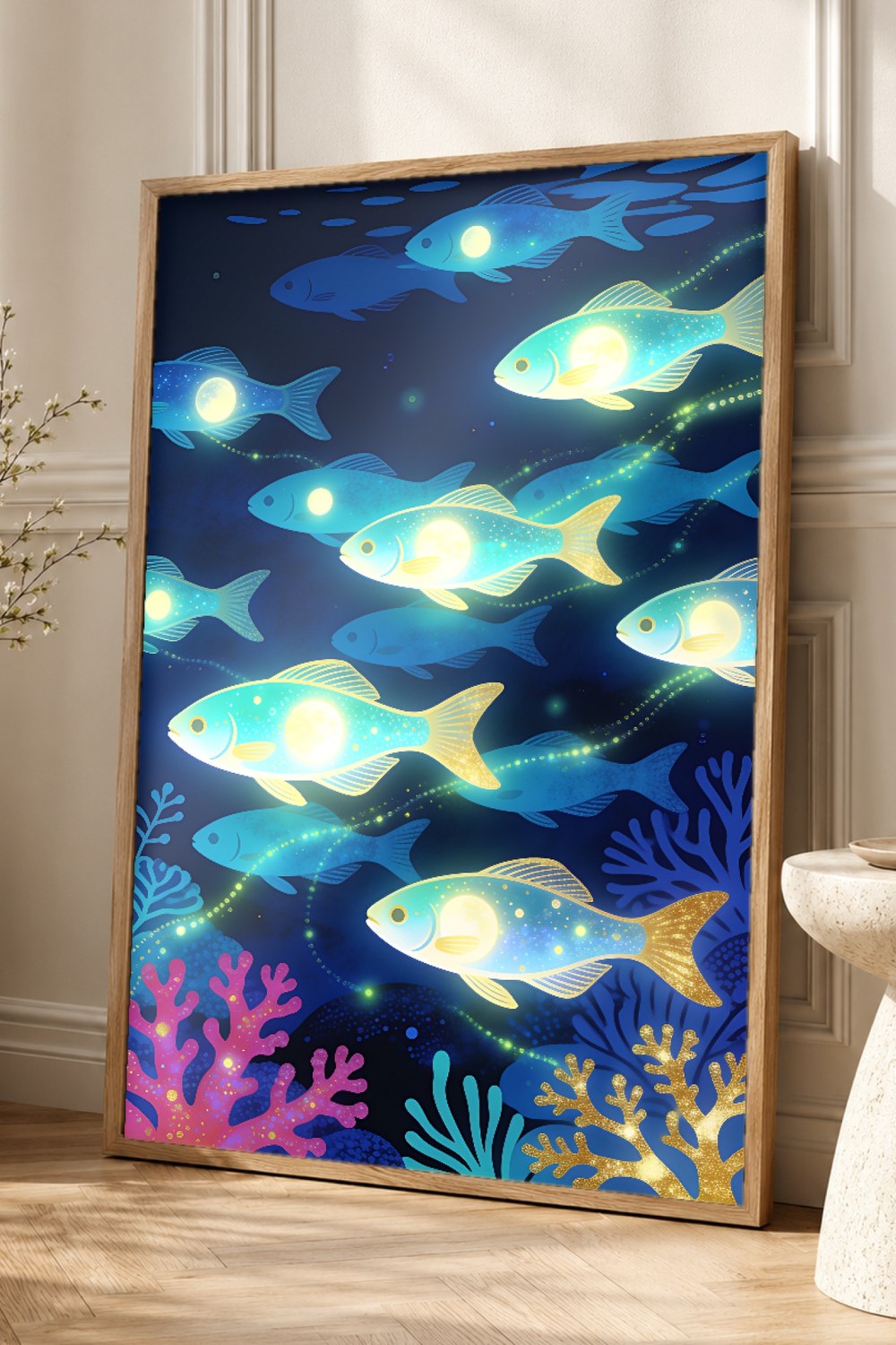 Bioluminescent Fish Shoal Poster
