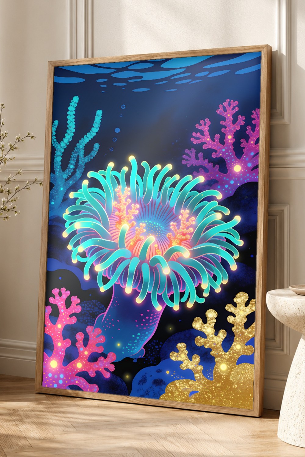 Bioluminescent Sea Anemone Poster