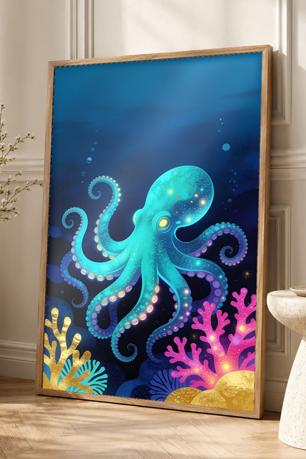 Bioluminescent Octopus Poster