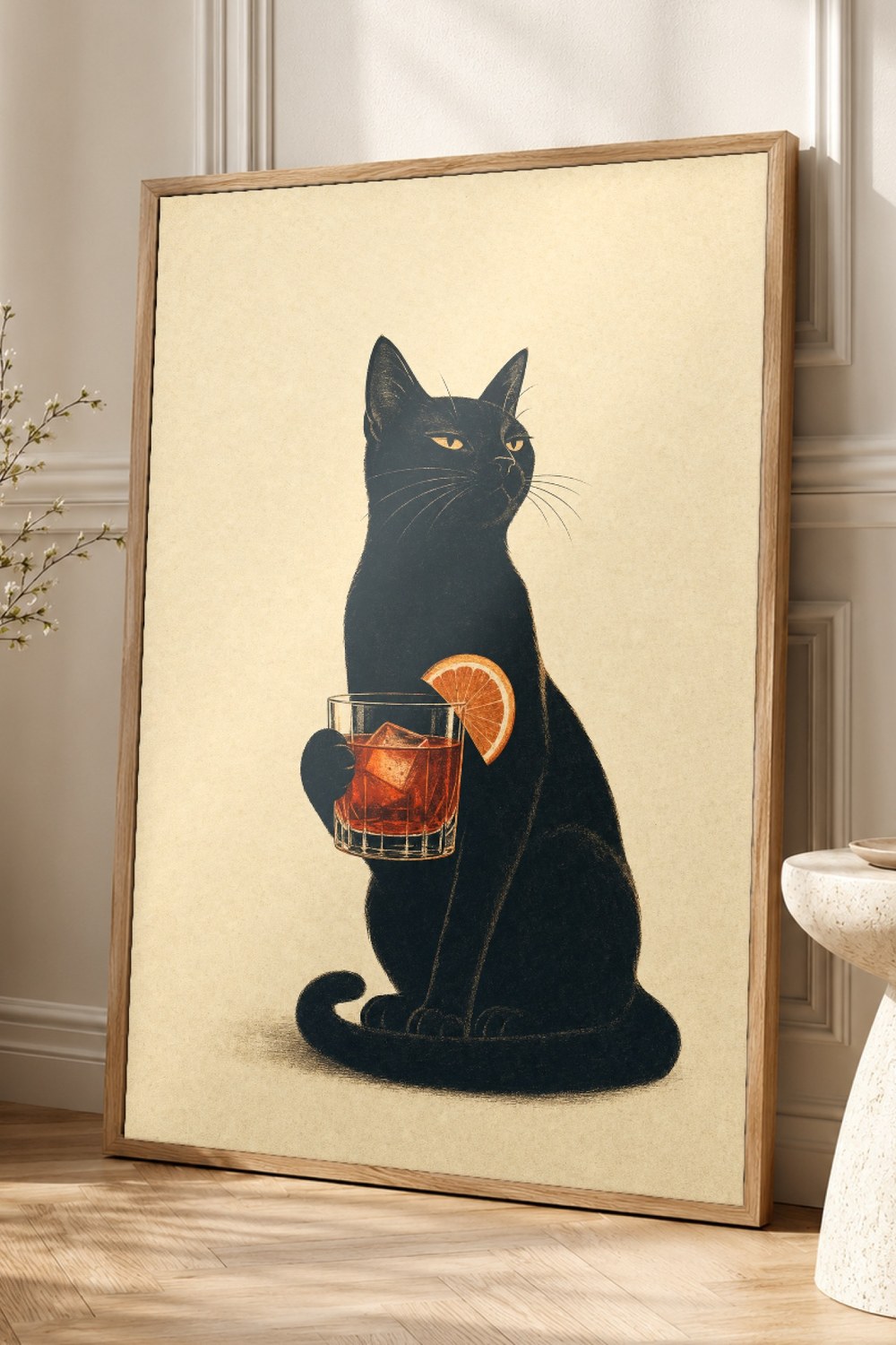 Black Cat Negroni Wall Art Print