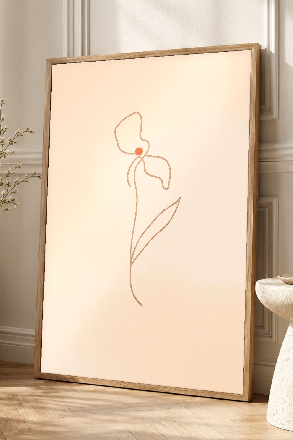 Beige Line Art Botanical Wall Art Print