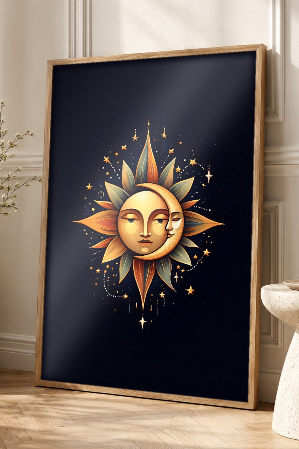 Celestial Sun and Moon Wall Art Print