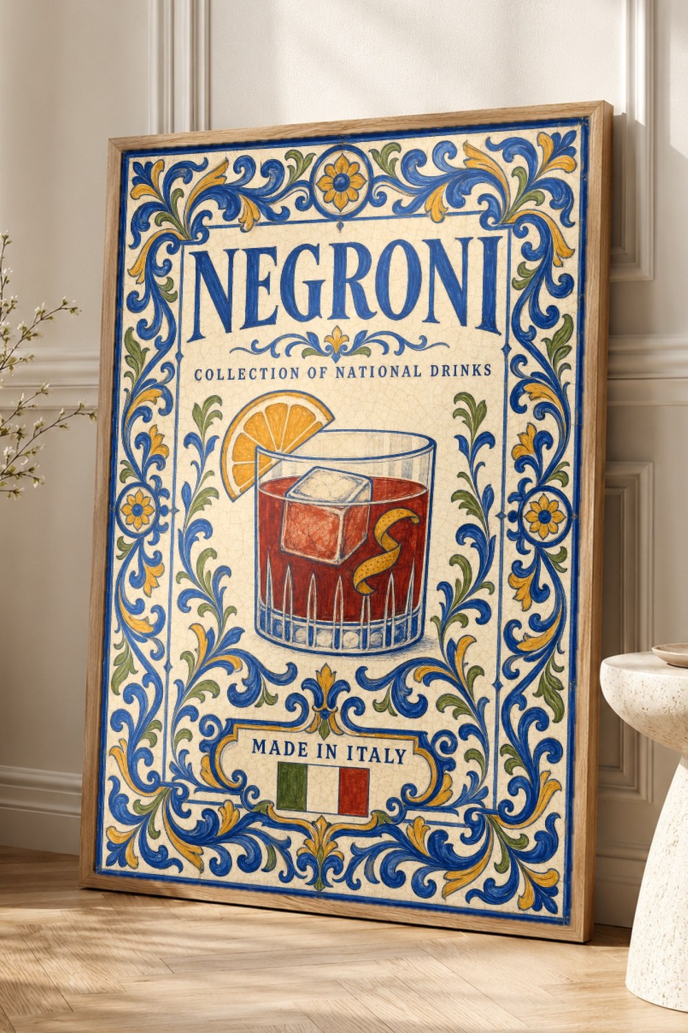 Negroni Cocktail Tile Wall Art Print