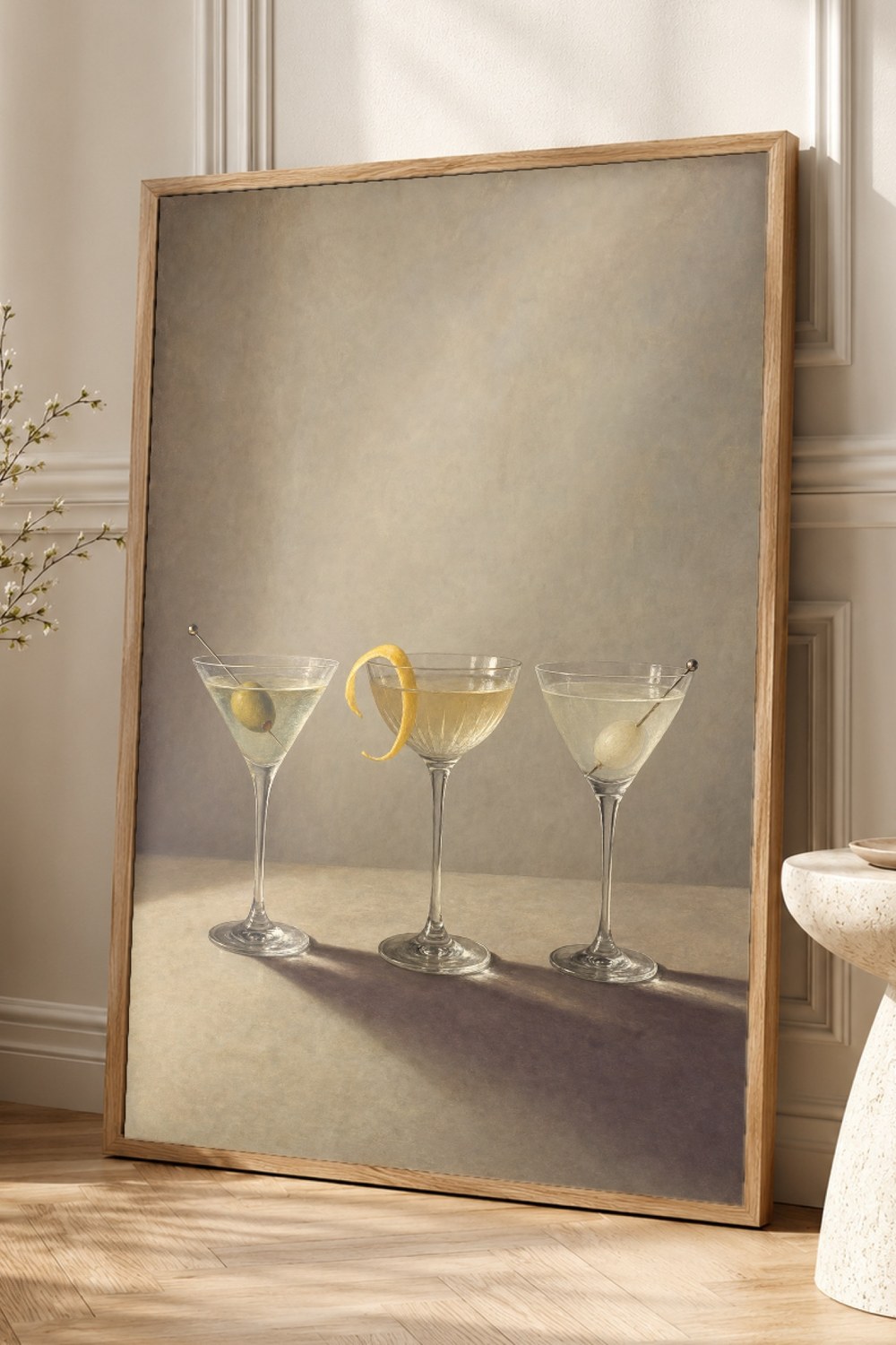 Moody Martini Glassware Wall Art Print