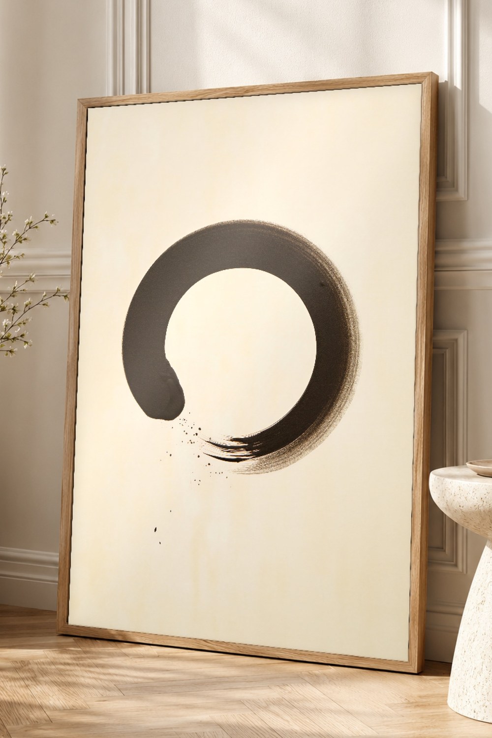 Charcoal Enso Zen Wall Art Print
