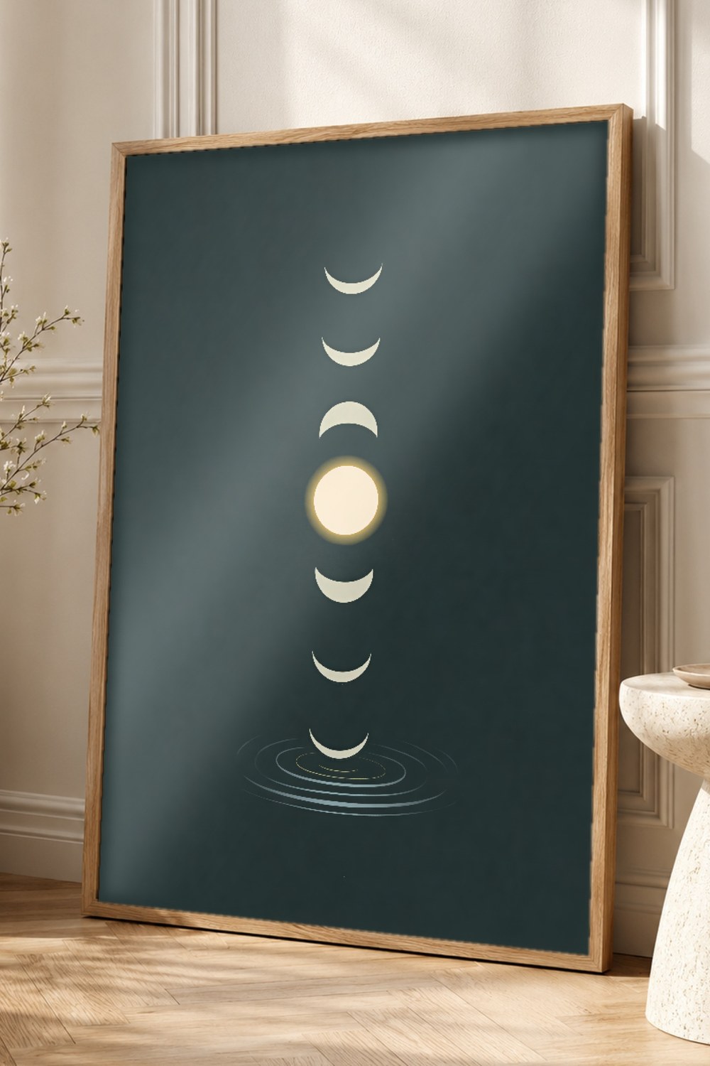 Emerald Moon Phase Wall Art Print