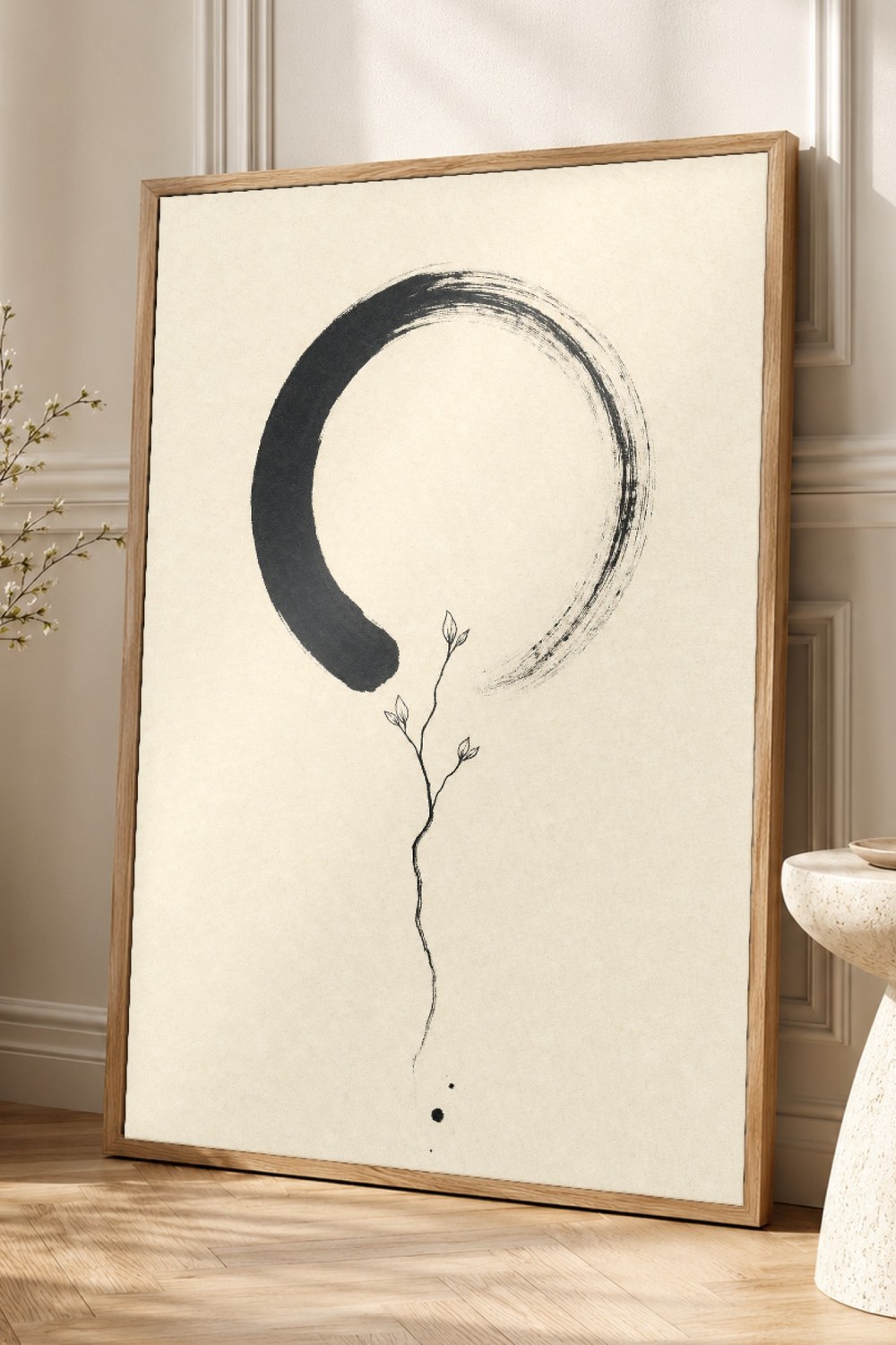 Zen Enso and Branch Japandi Wall Art Print