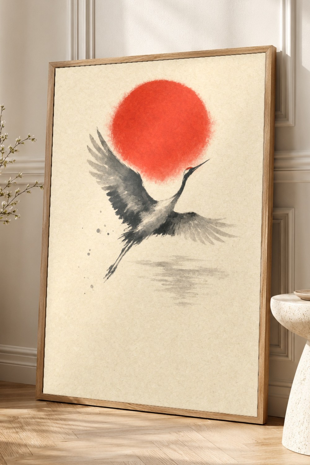Red Sun Japandi Wall Art Print