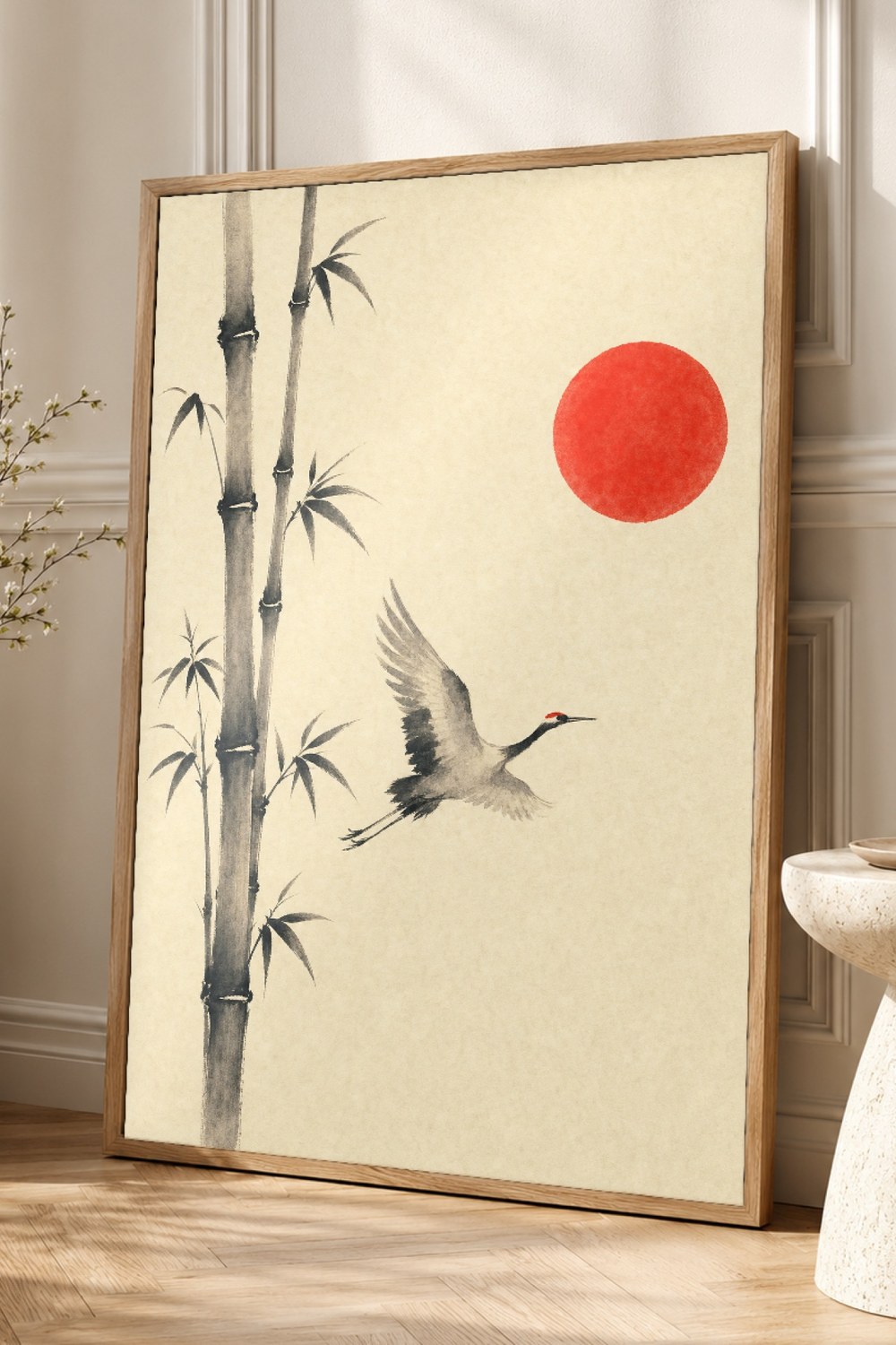 Red Sun Japandi Wall Art Print