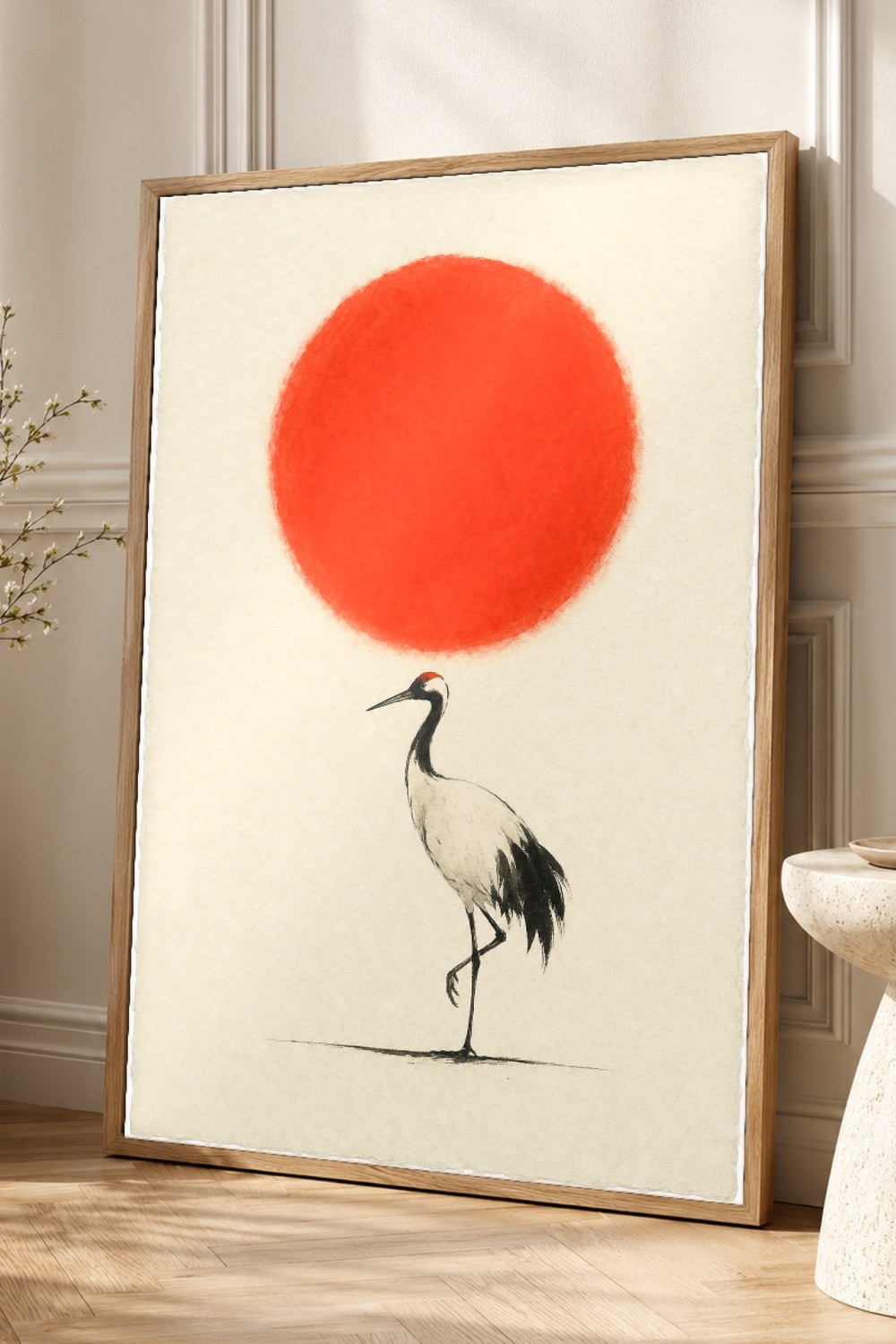 Minimal Red Sun Japandi Wall Art Print