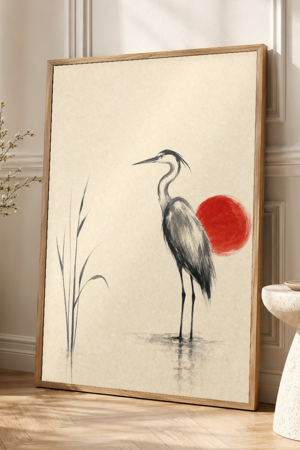 Crimson Sun Japandi Wall Art Print