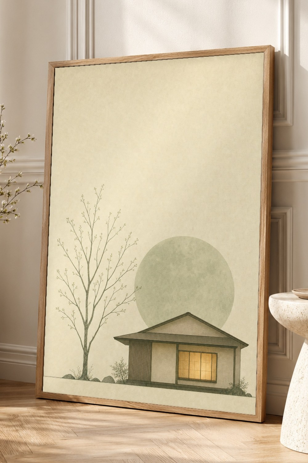 Sage Green Japandi Wall Art Print