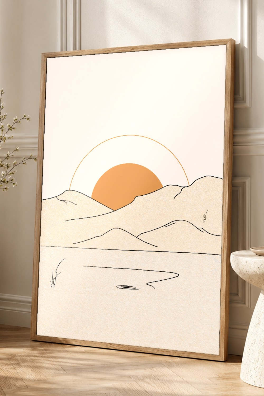 Terracotta Japandi Sun and Moon Wall Art Print