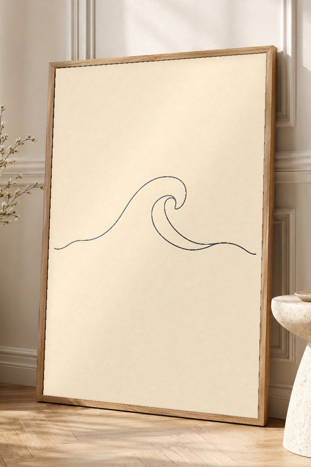 One Line Ocean Wave Wall Art Print