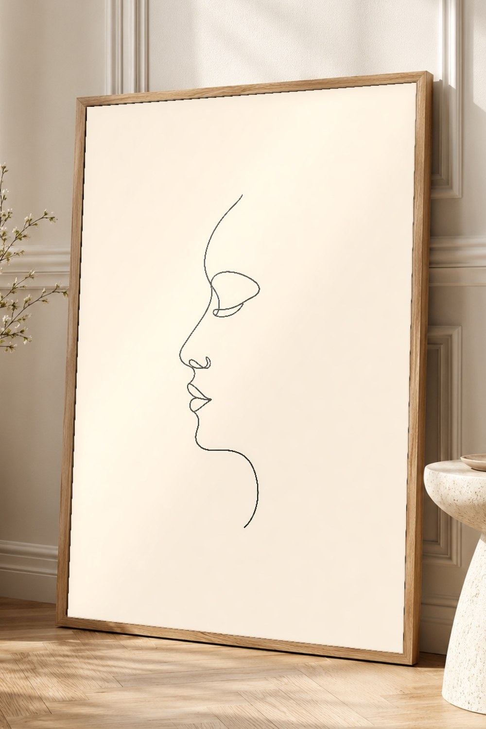 One Line Woman Face Wall Art Print