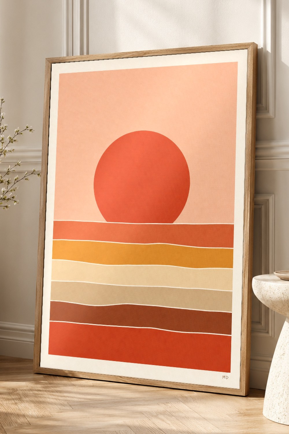 Burnt Red Sun Desert Dunes Wall Art Print