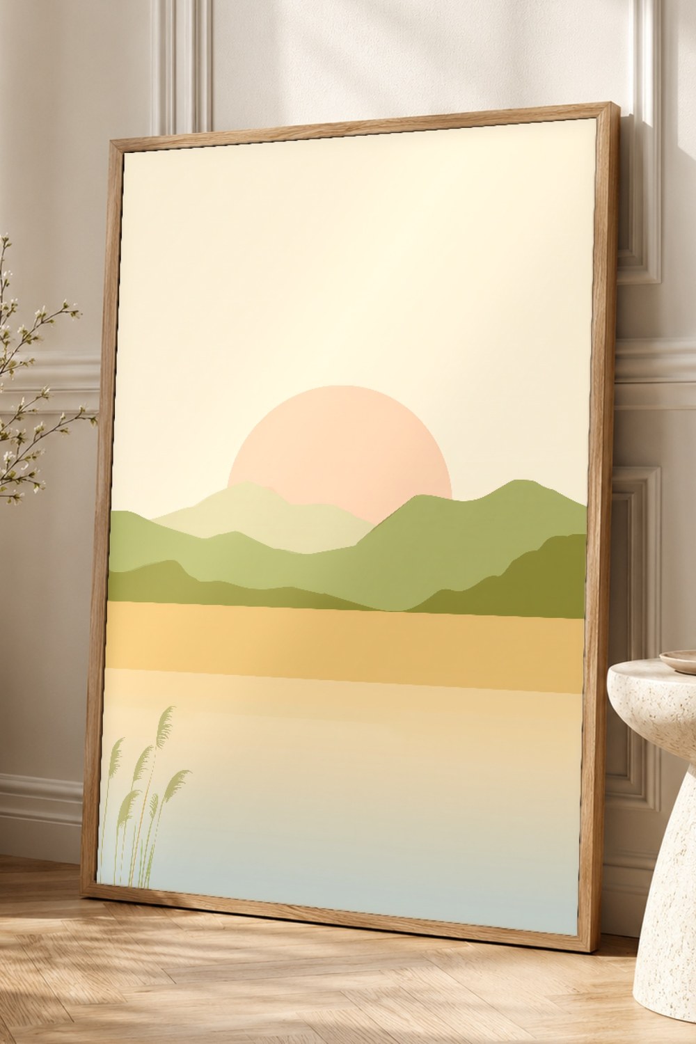 Sage Green Mountain Sunset Wall Art Print