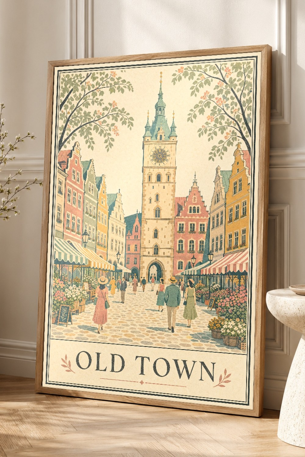Cream Vintage Travel Wall Art Print Set