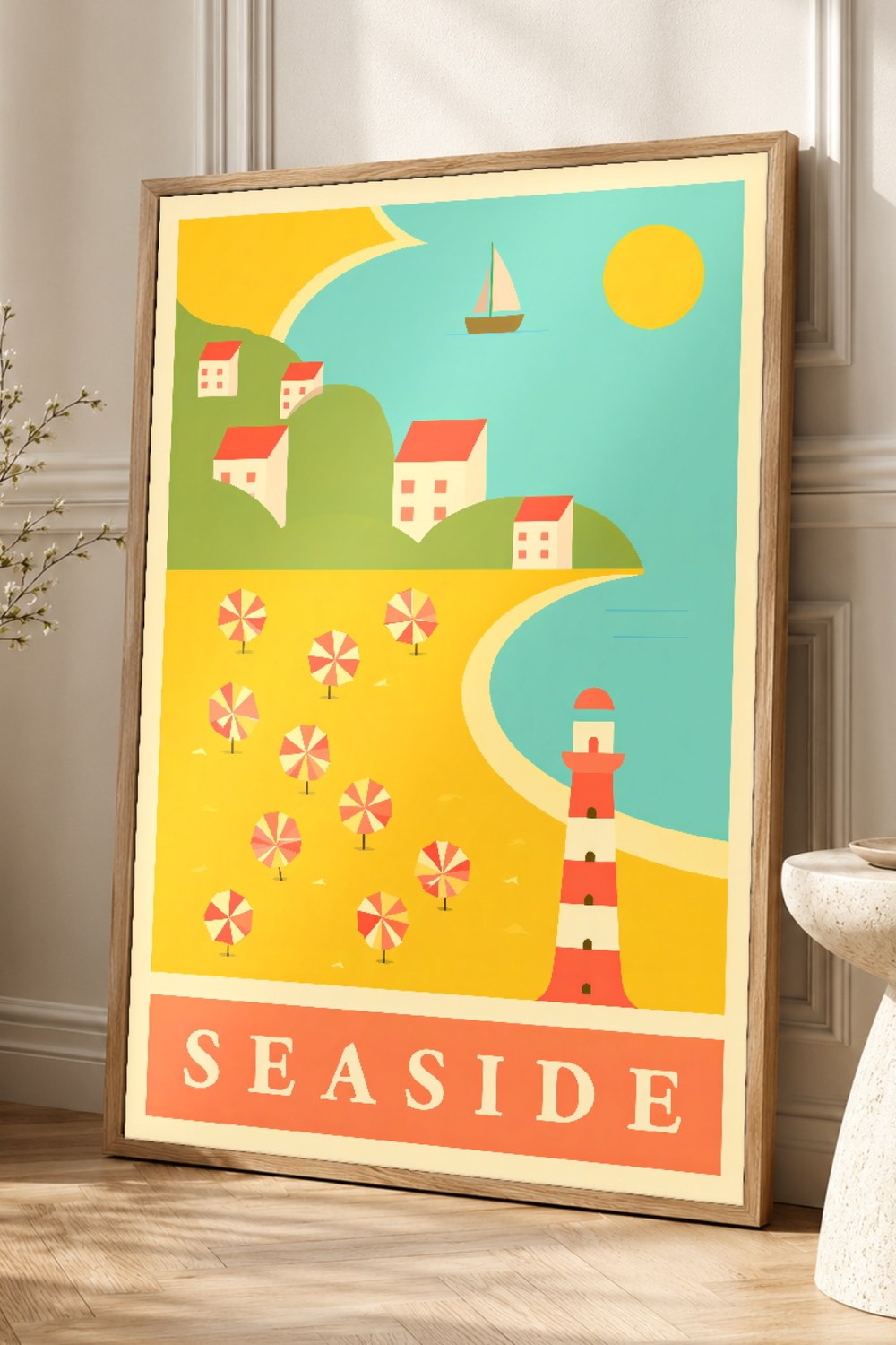 Saffron Coastal Travel Wall Art Print Set
