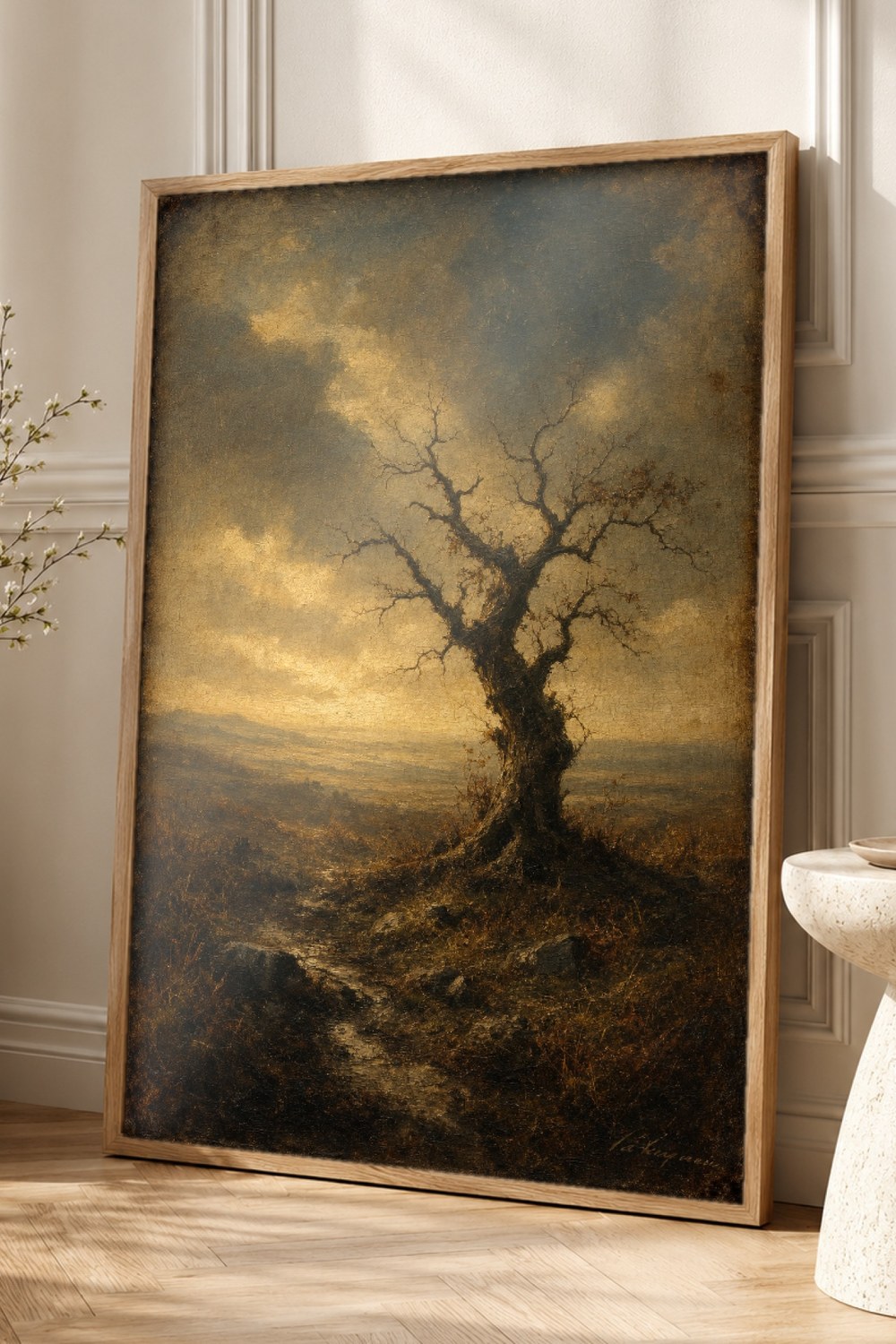 Moody Autumn Moor Lone Tree Wall Art Print