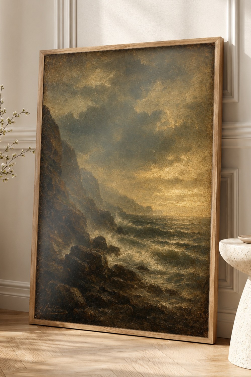 Moody Stormy Rocky Coast Wall Art Print